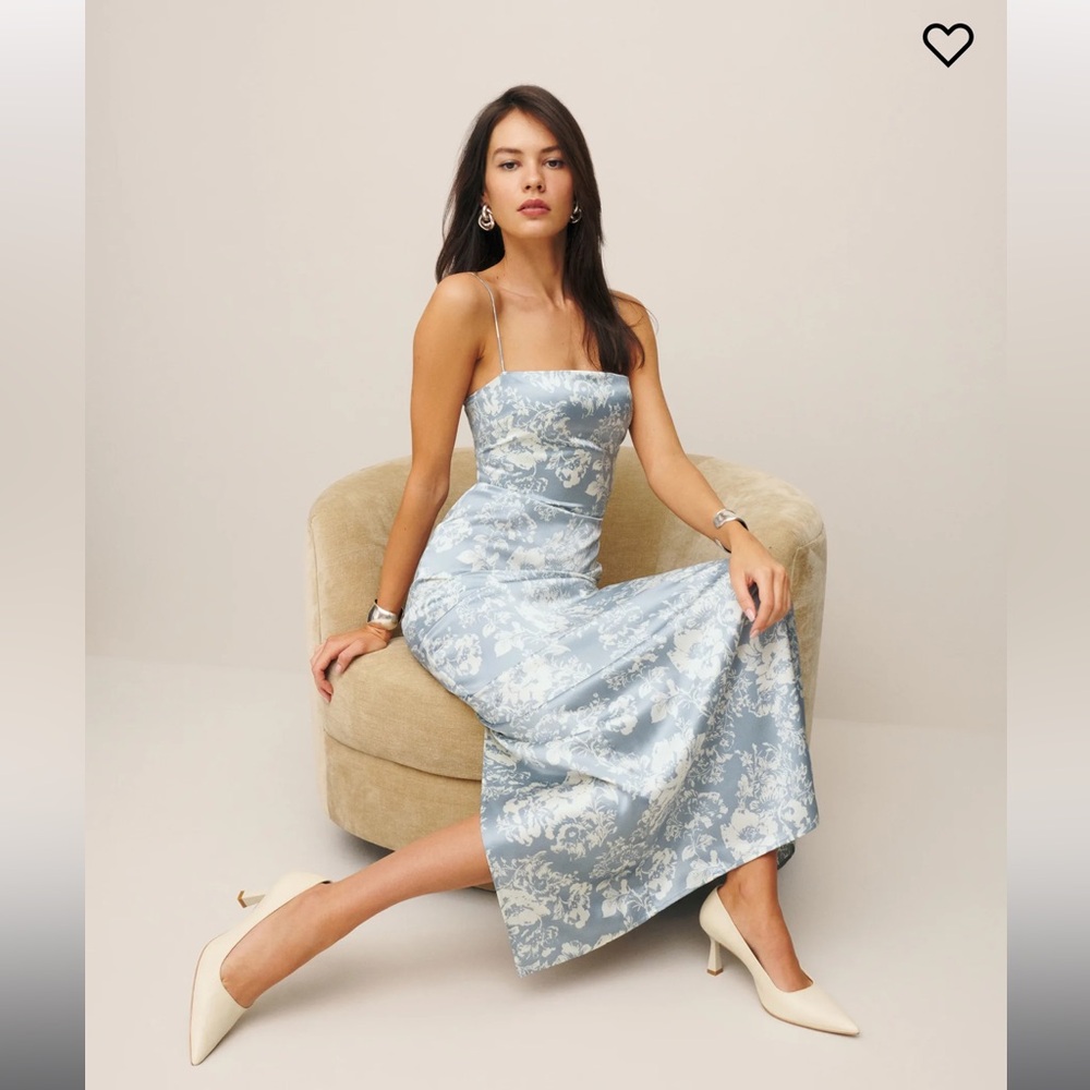 Reformation Frankie Silk Dress in Porcelain